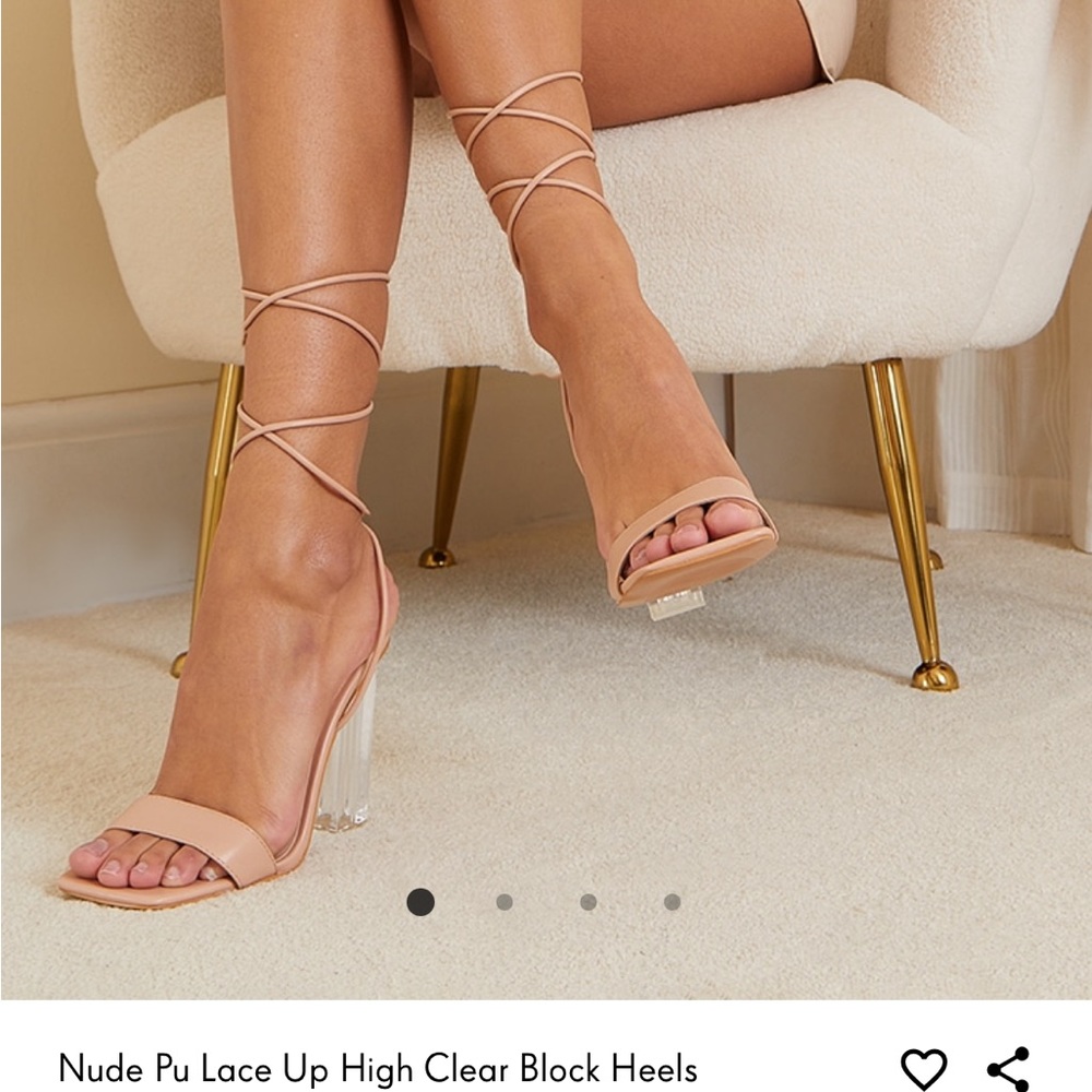 NUDE STRAPPY HEELS FROM PRETTY LITTLE THING SIZE 5.